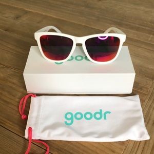 White Goodr athletic sunglasses